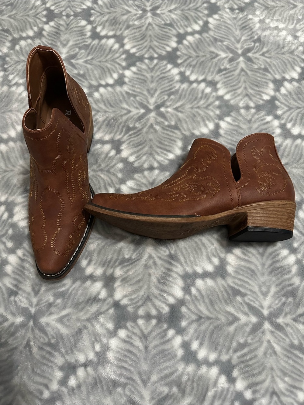 Roper Brown Western Cutout Ankle Boots for Women
